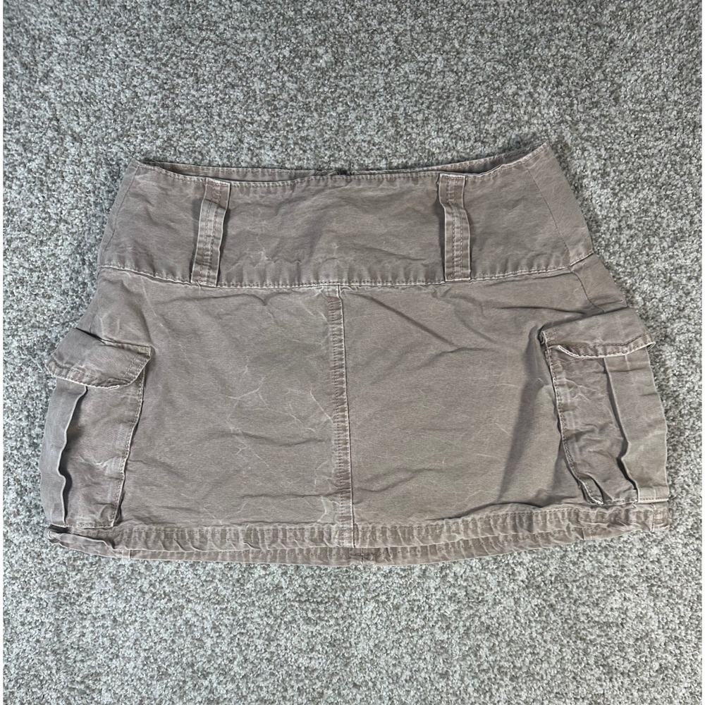 Zara Cargo Mini Skirt Taupe Brown Utility Y2K Low Rise Pockets XS 24